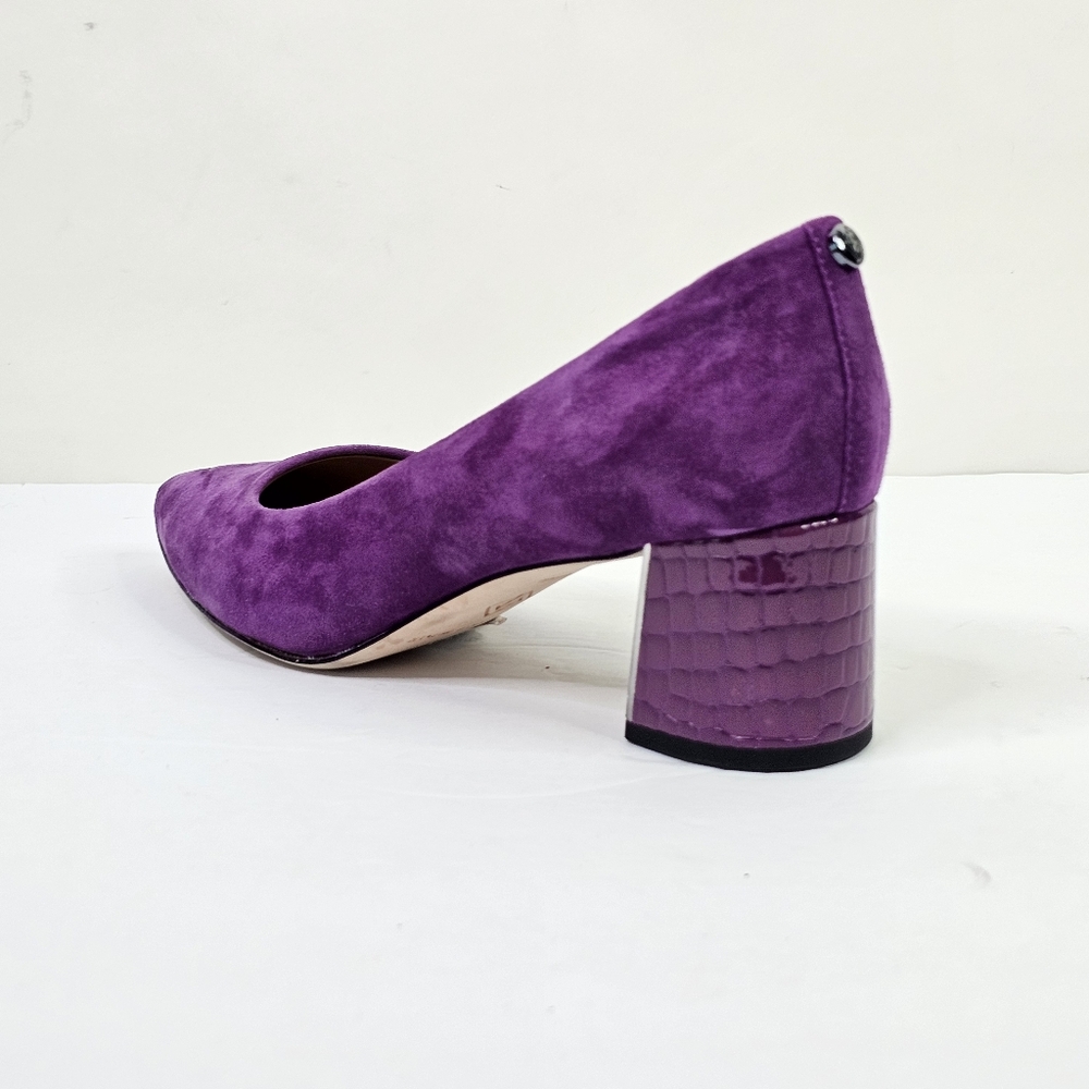 Donald Pliner Purple Suzette Suede Pointed Toe Heels - Picture 5 of 8